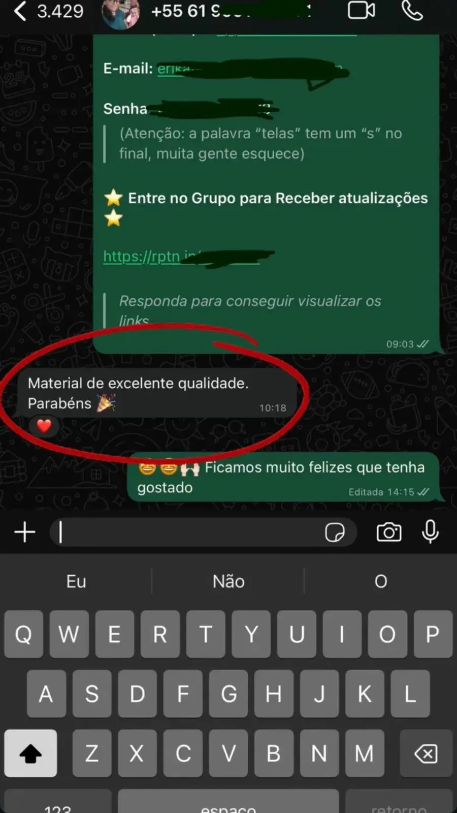 Depoimento no WhatsApp