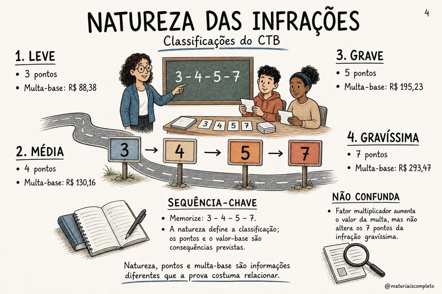 Exemplo de mapa mental sobre infrações e consequências legais no trânsito