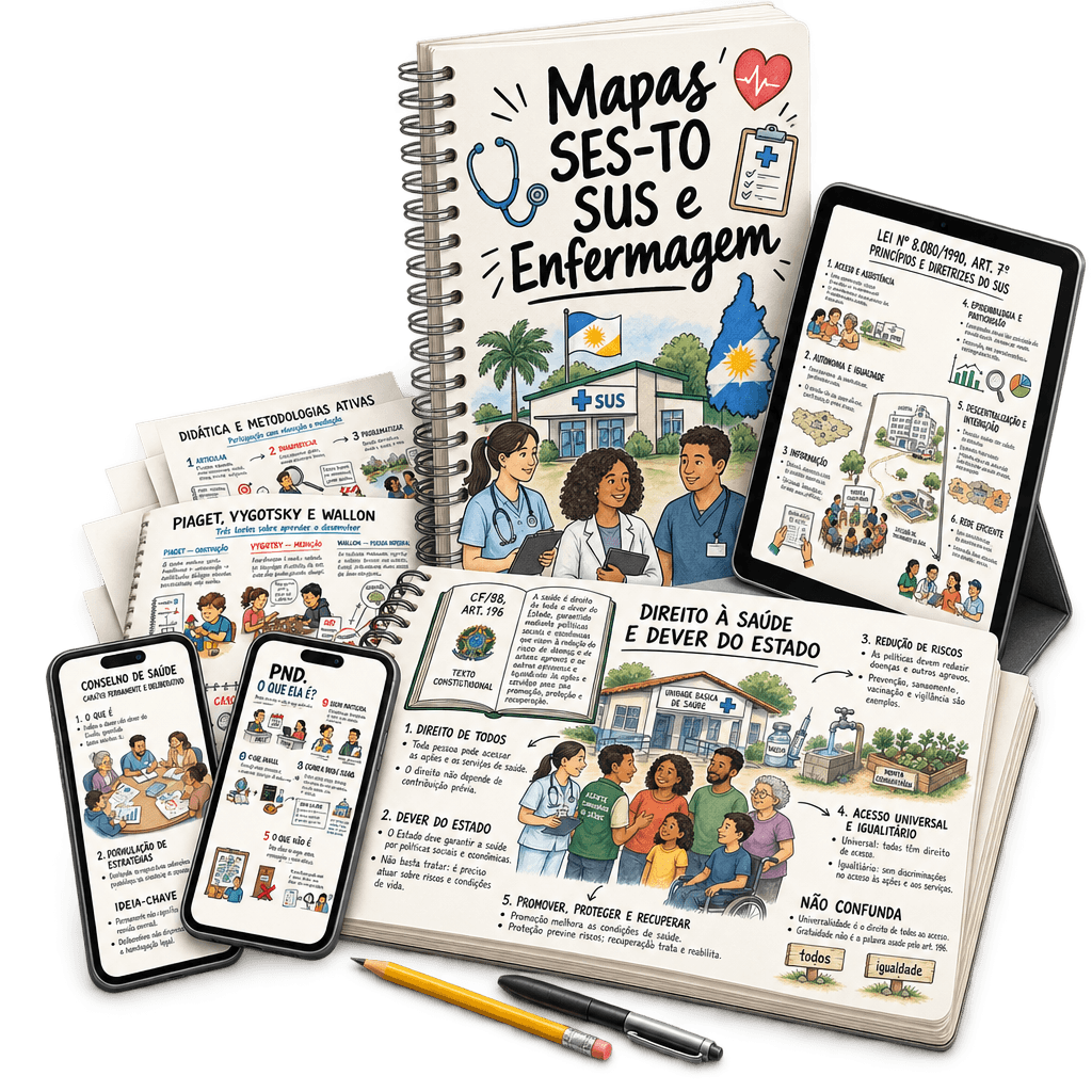 Capa do material 72 Mapas SUS e Legislação de Enfermagem para SES-TO 2026